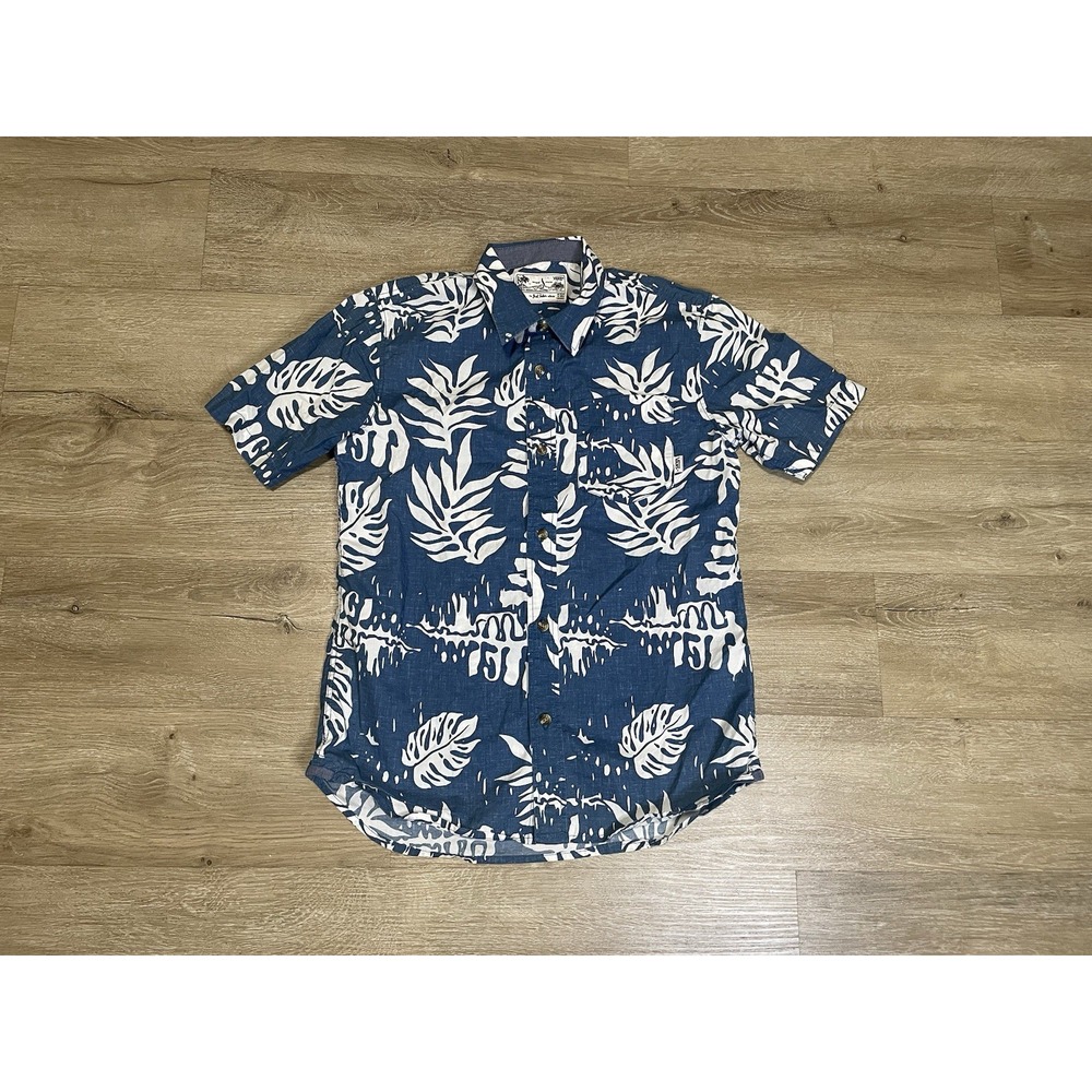 Vans Shirt YOUTH Sz L Blue Joel Tudor Collection Surf Skate Floral Button Up